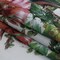 1 Yard Coral Florals and Foliage Mercerized Organic Egyptian Cotton Voile Printed Fabric